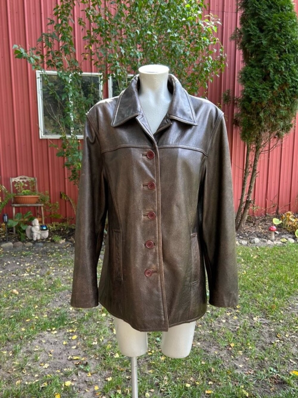Vintage Y2K Leather Limited Distressed Rustic Brown Mid Length Leather Jacket~XL